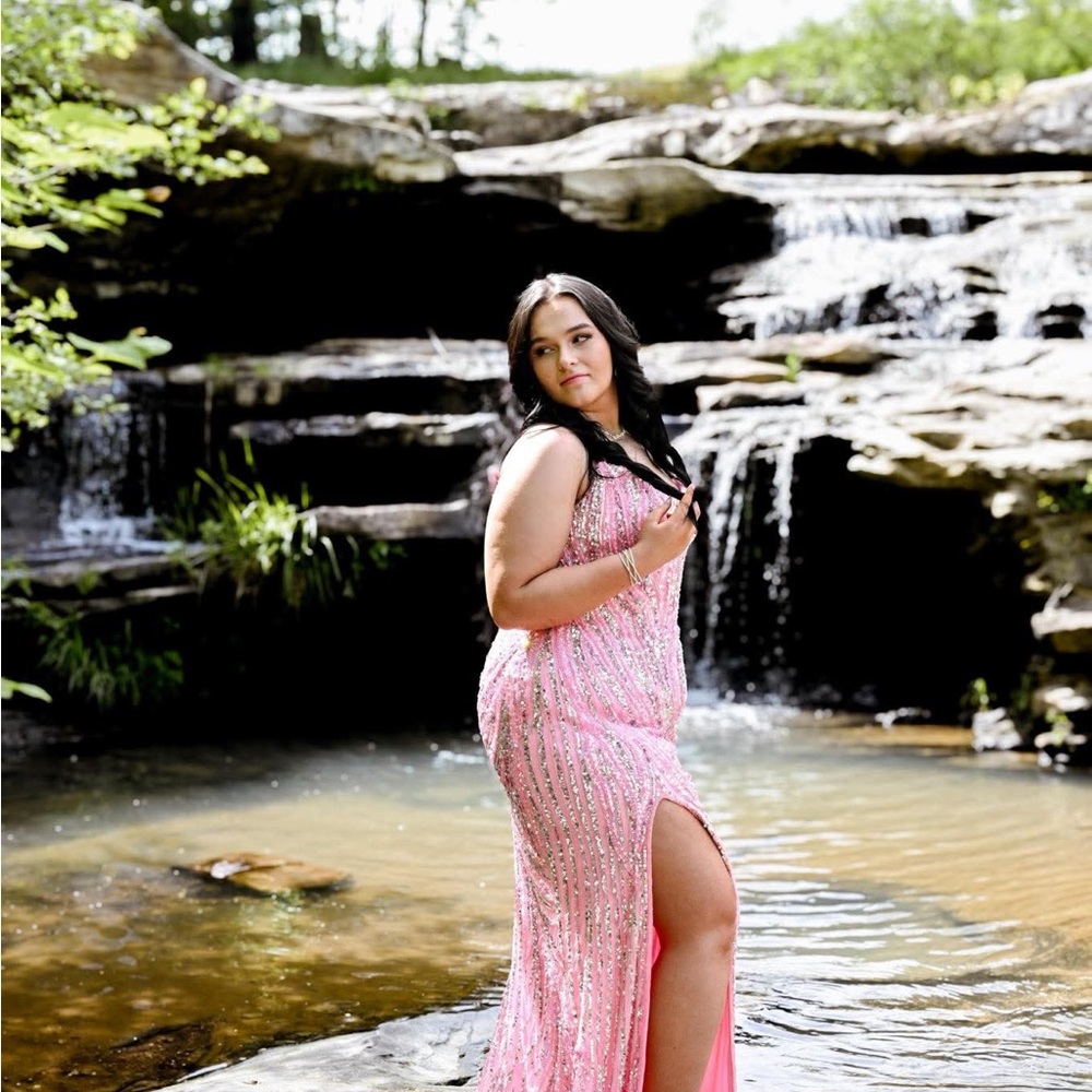 VIP Pink Sequin Prom Dress
